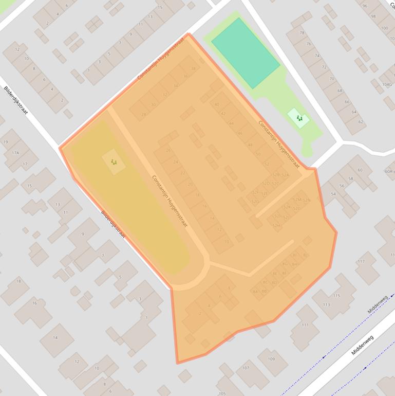 Kaart van postcodegebied 1702EW.