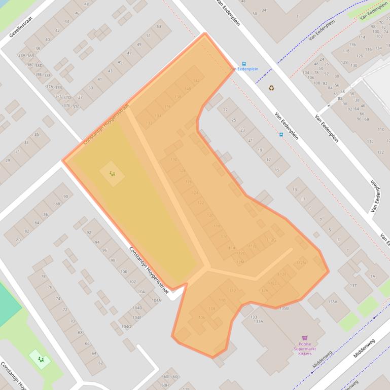 Kaart van postcodegebied 1702EZ.