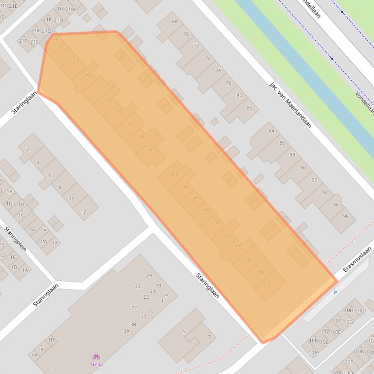 Kaart van postcodegebied 1702GK.