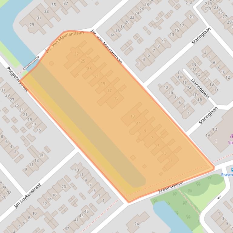 Kaart van postcodegebied 1702GL.