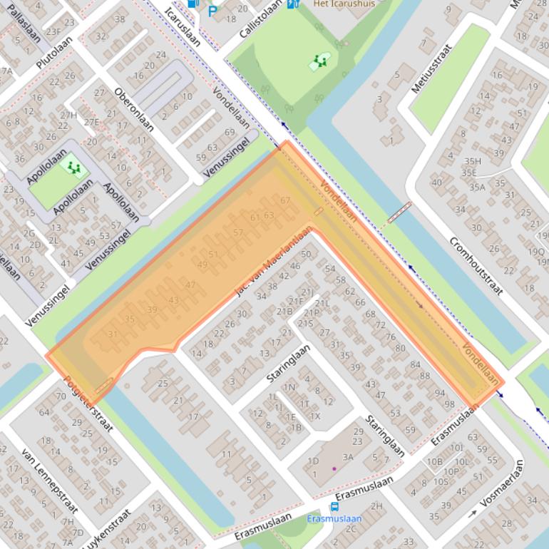 Kaart van postcodegebied 1702GM.