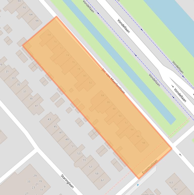 Kaart van postcodegebied 1702GR.