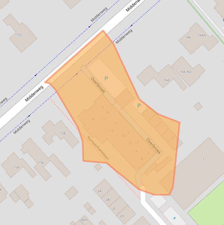 Kaart van postcodegebied 1702HG.