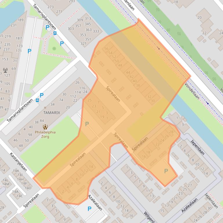 Kaart van postcodegebied 1702JH.