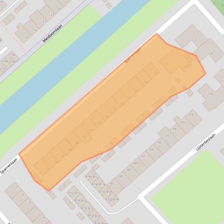 Kaart van postcodegebied 1702LC.