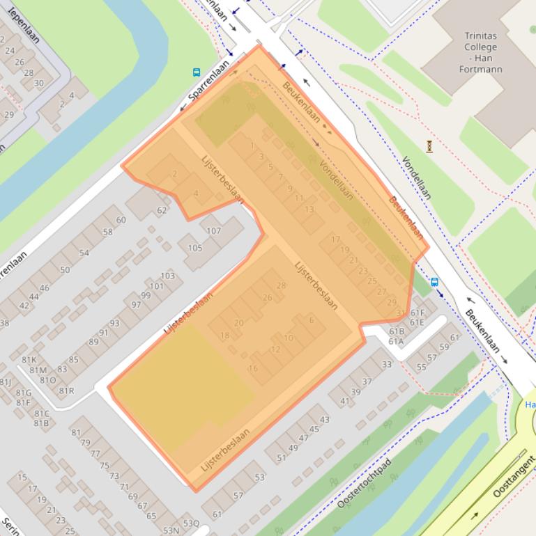 Kaart van postcodegebied 1702LW.