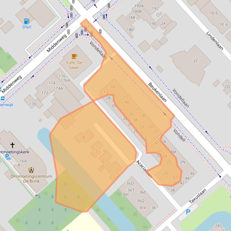 Kaart van postcodegebied 1702ST.