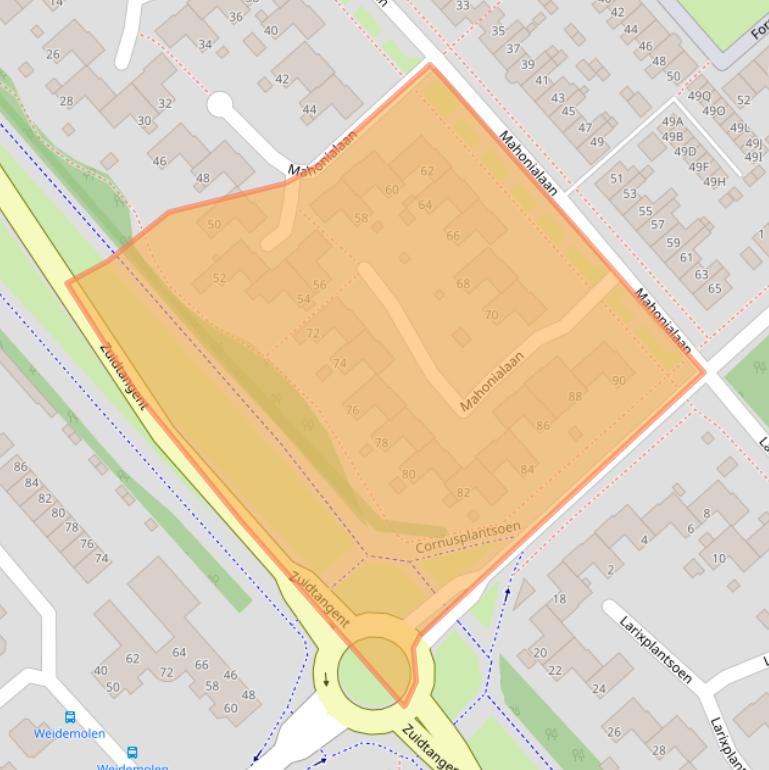 Kaart van postcodegebied 1702XD.