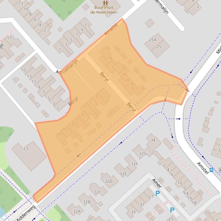 Kaart van postcodegebied 1703AA.