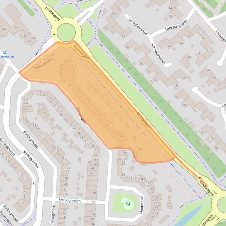 Kaart van postcodegebied 1703TJ.