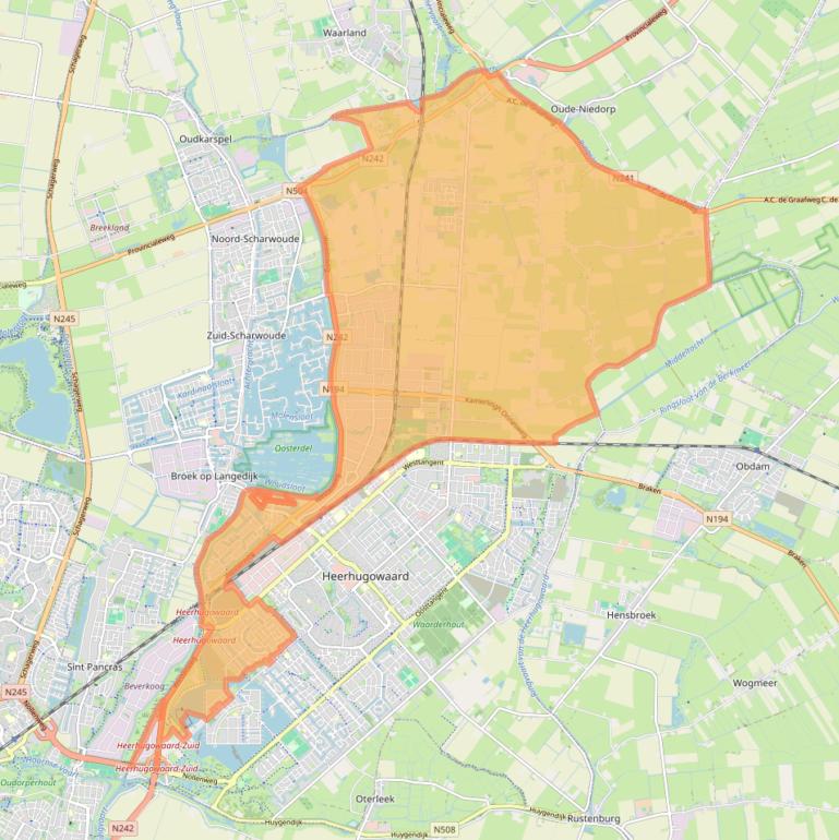 Kaart van postcodegebied 1704.