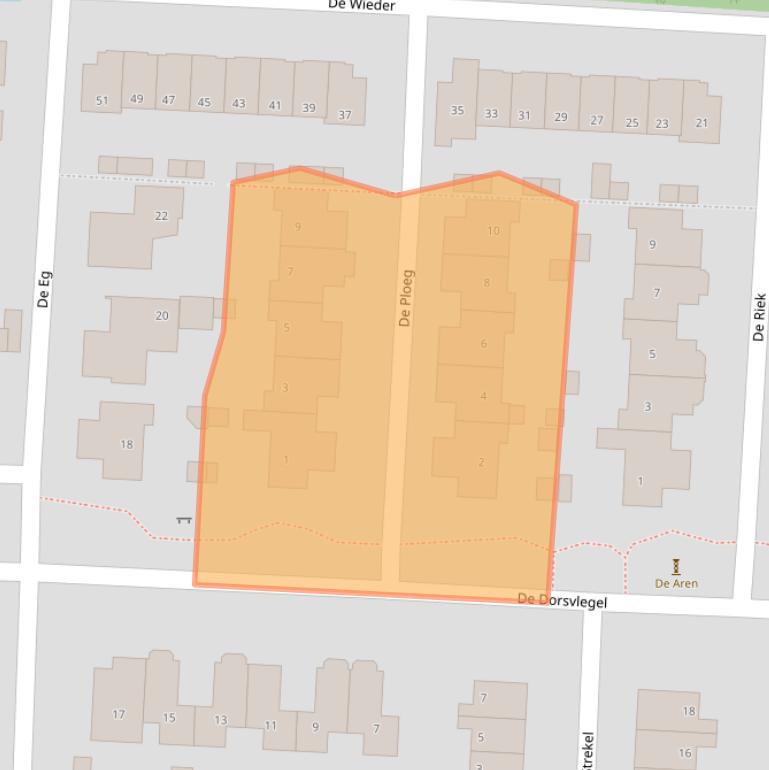 Kaart van postcodegebied 1704AT.