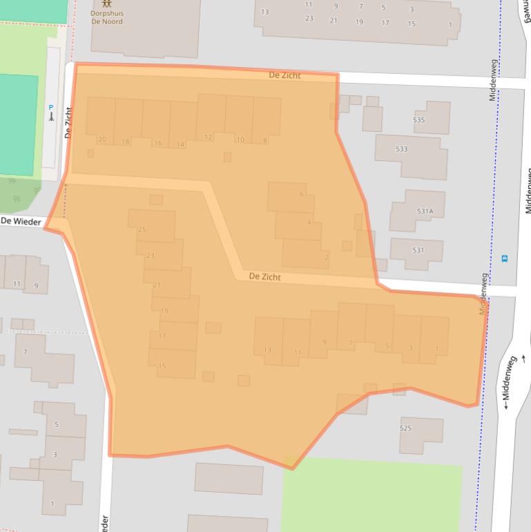 Kaart van postcodegebied 1704BV.