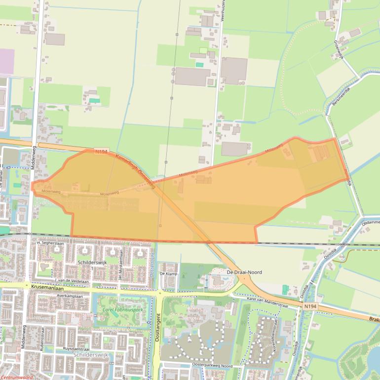 Kaart van postcodegebied 1704DL.