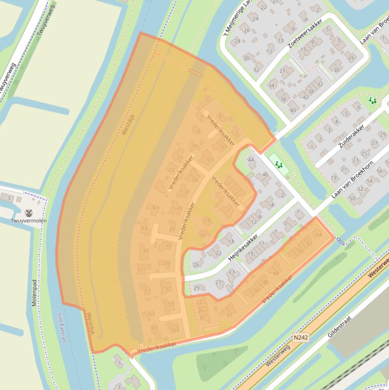 Kaart van postcodegebied 1704MB.