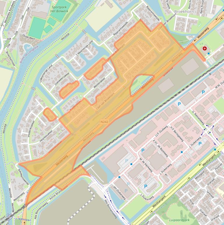 Kaart van postcodegebied 1704MC.