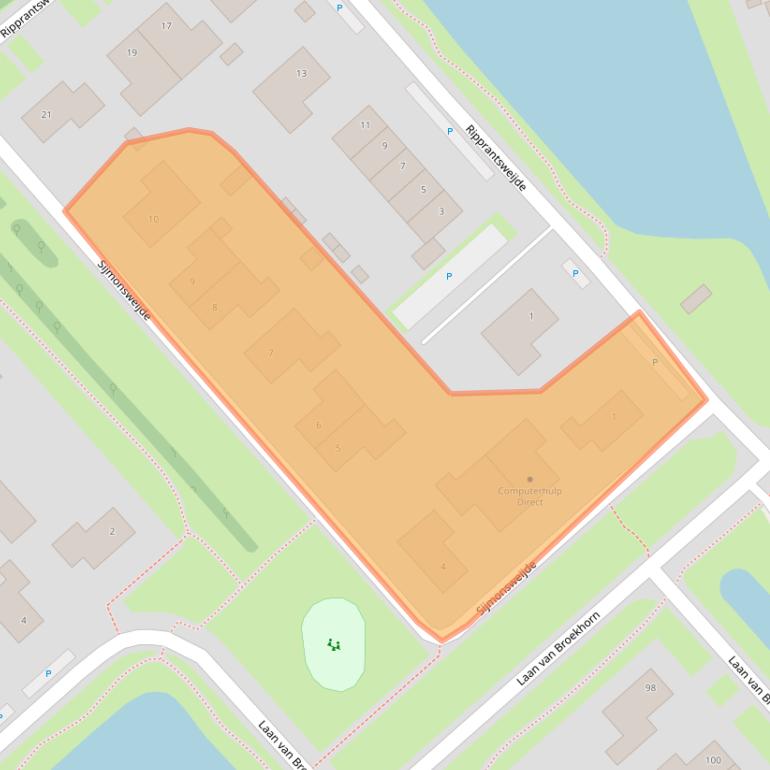 Kaart van postcodegebied 1704MP.