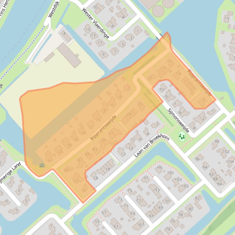 Kaart van postcodegebied 1704MR.