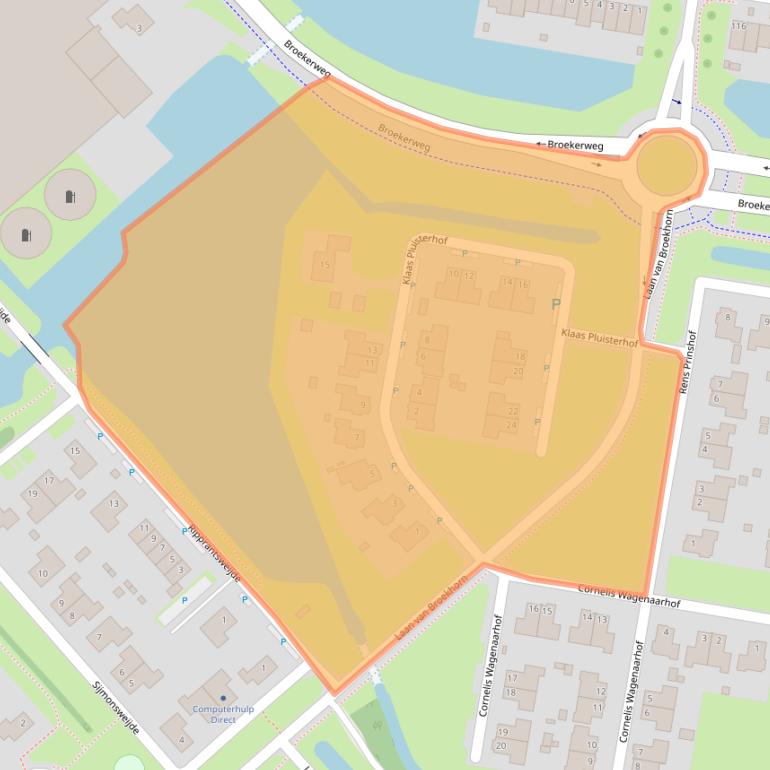 Kaart van postcodegebied 1704MV.