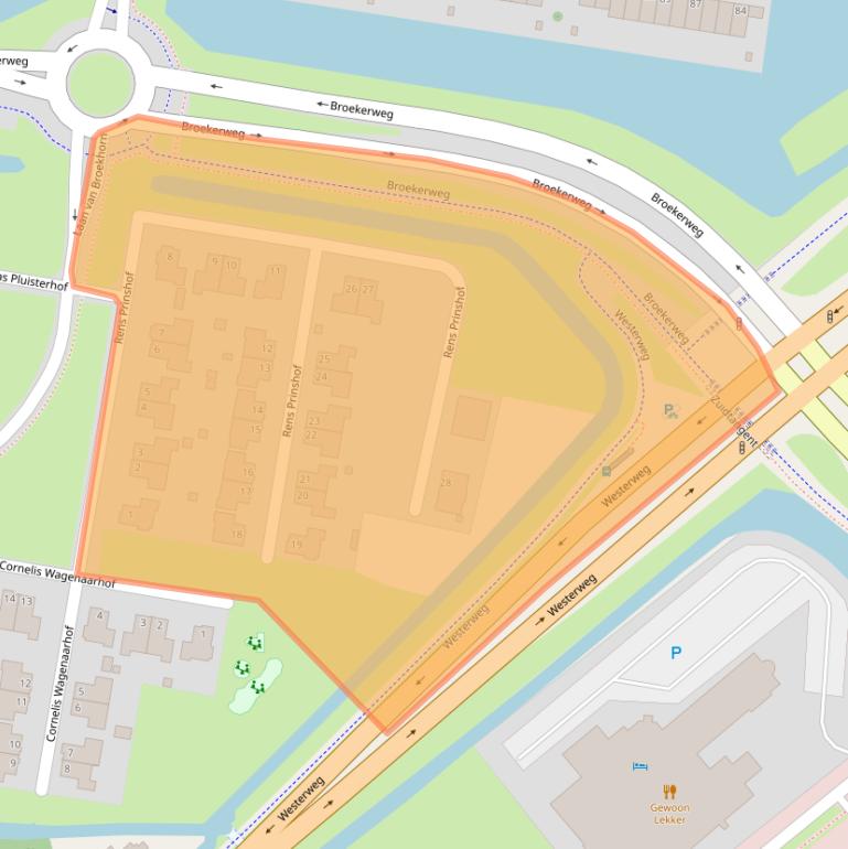 Kaart van postcodegebied 1704MW.
