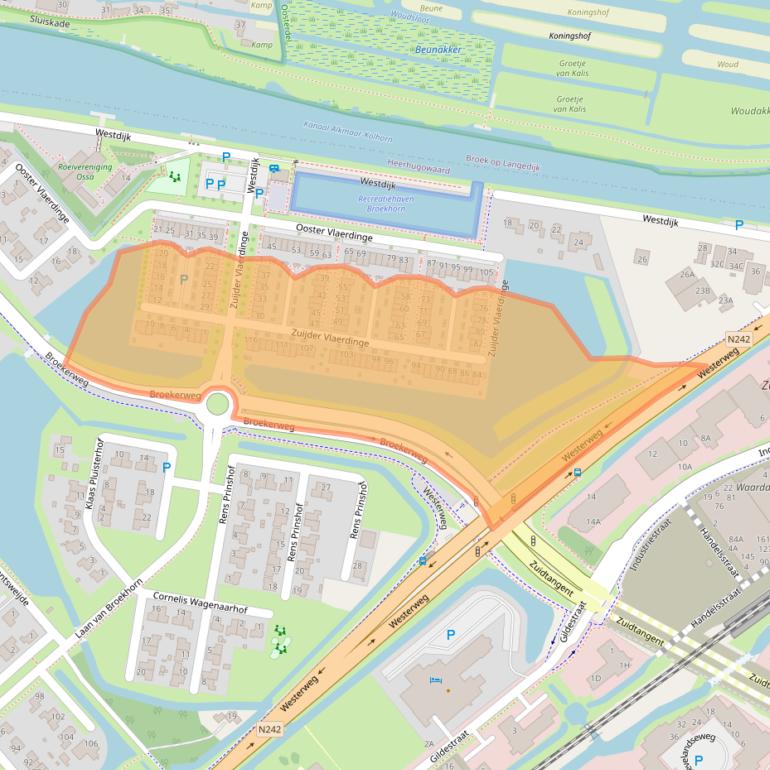 Kaart van postcodegebied 1704MZ.