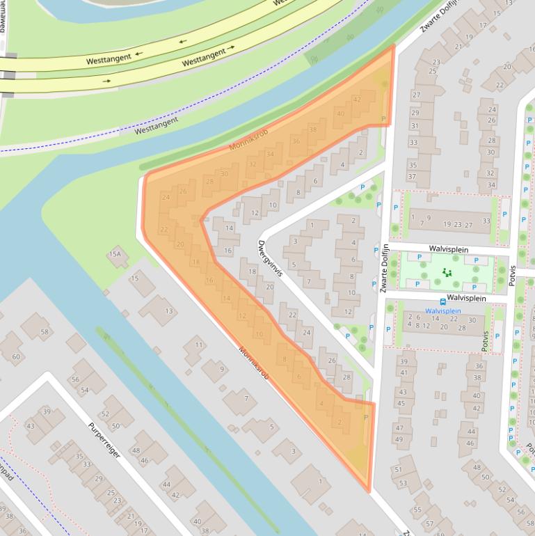 Kaart van postcodegebied 1704VV.