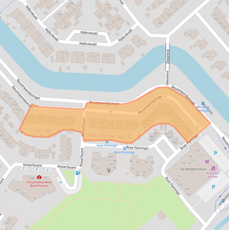 Kaart van postcodegebied 1704VZ.