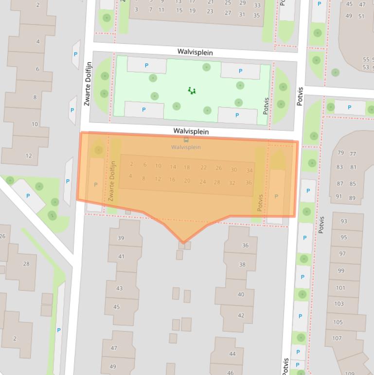 Kaart van postcodegebied 1704WZ.