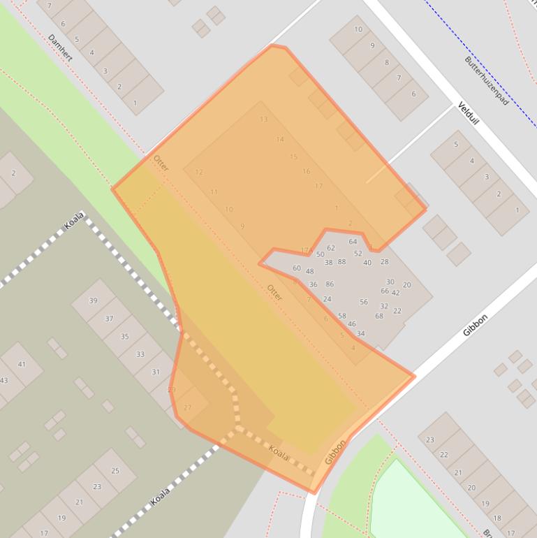 Kaart van postcodegebied 1704XH.