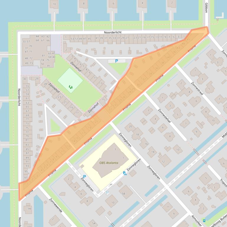 Kaart van postcodegebied 1704ZH.
