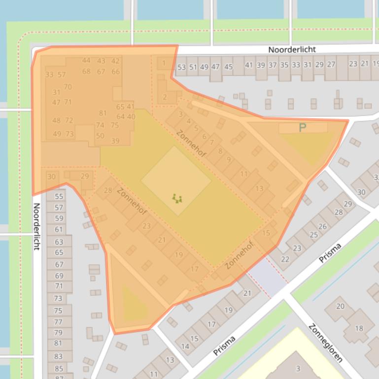 Kaart van postcodegebied 1704ZJ.
