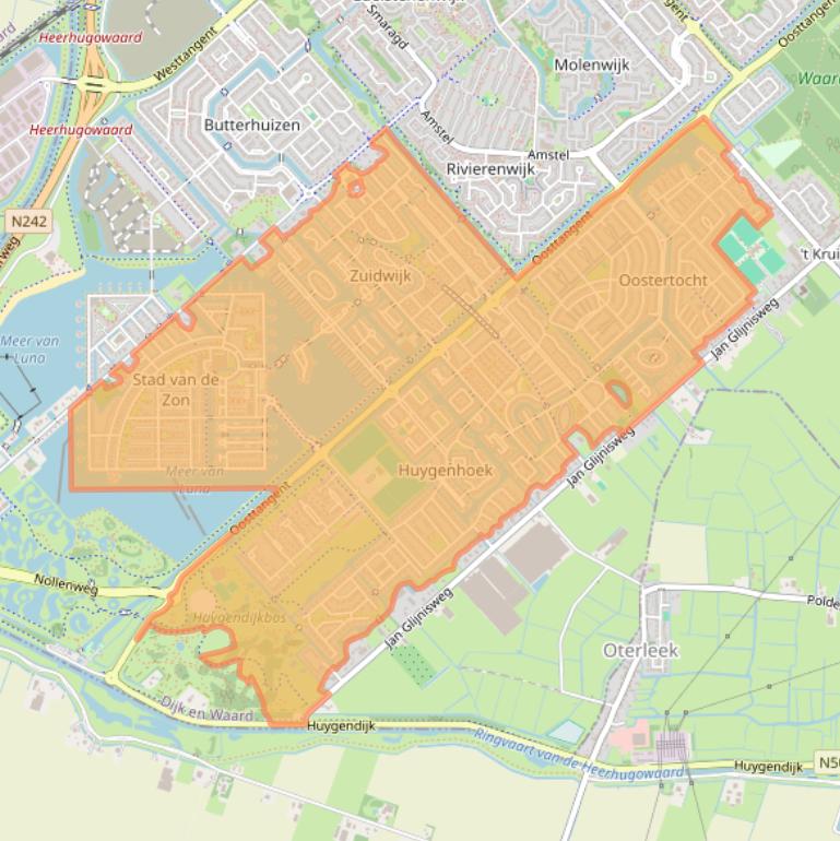 Kaart van postcodegebied 1705.