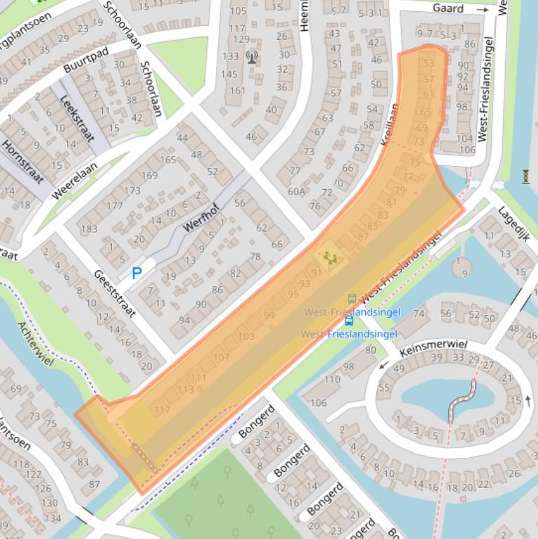 Kaart van postcodegebied 1705DL.