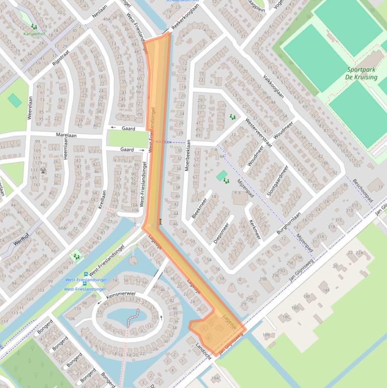 Kaart van postcodegebied 1705GD.