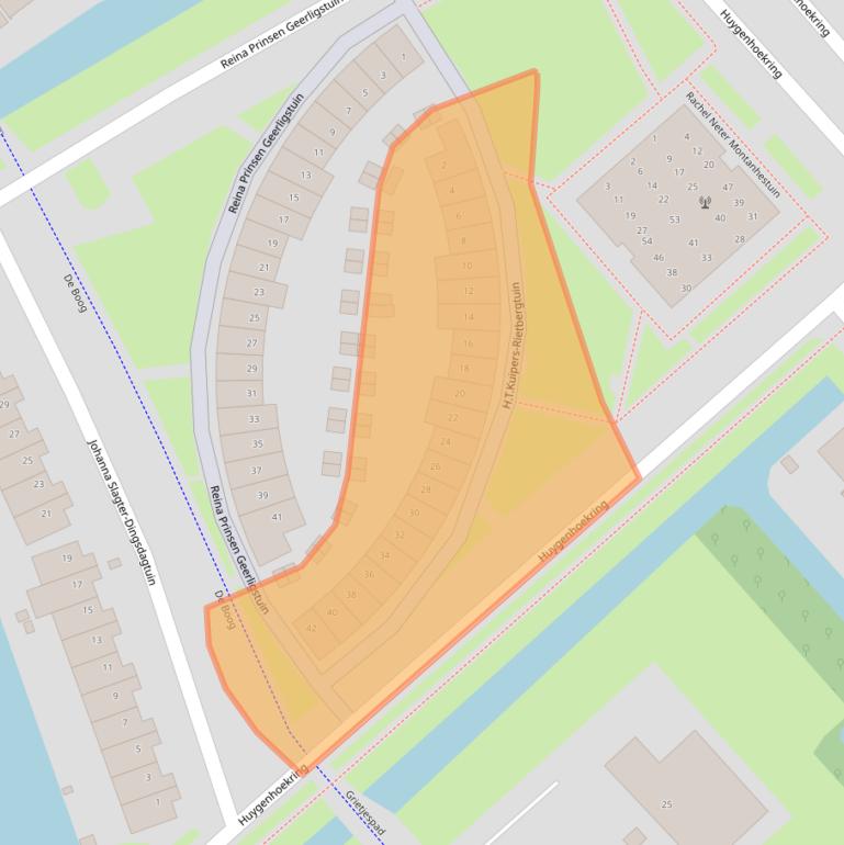 Kaart van postcodegebied 1705HJ.