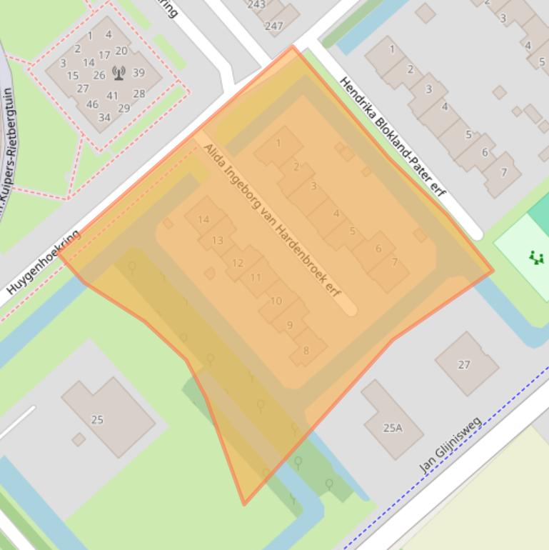 Kaart van postcodegebied 1705HT.