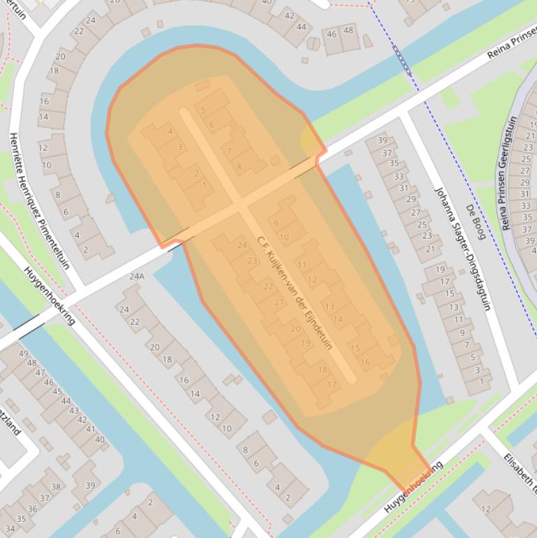 Kaart van postcodegebied 1705HX.