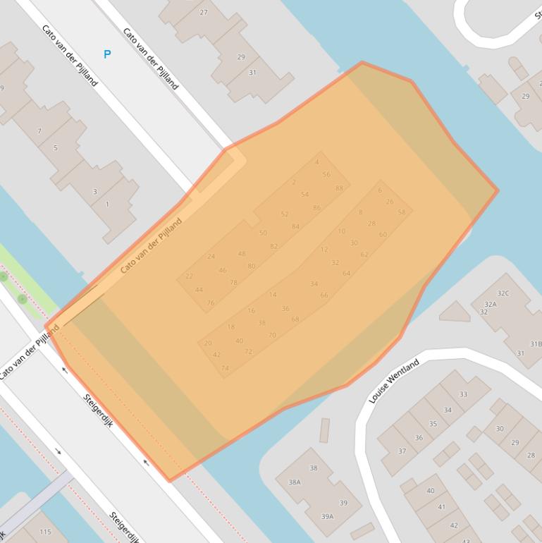 Kaart van postcodegebied 1705MJ.