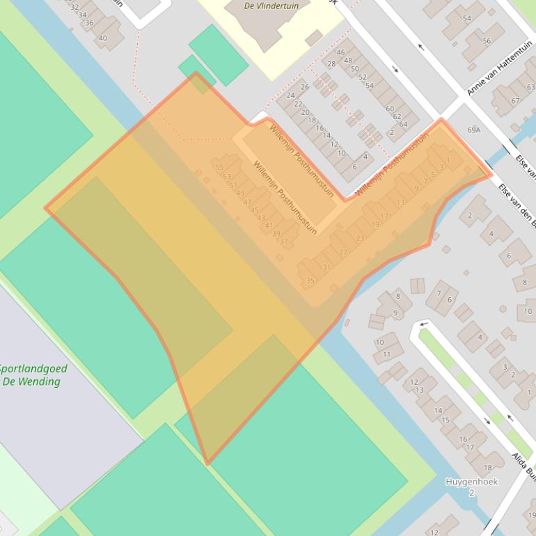 Kaart van postcodegebied 1705NS.