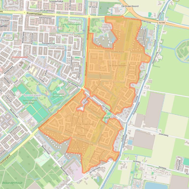 Kaart van postcodegebied 1706.