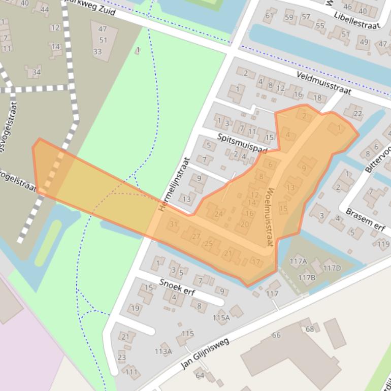 Kaart van postcodegebied 1706KB.