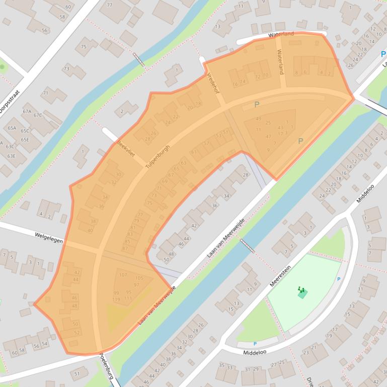 Kaart van postcodegebied 1713CC.