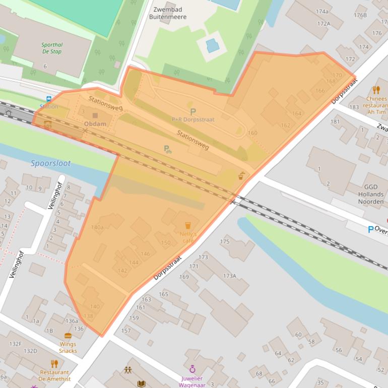 Kaart van postcodegebied 1713HM.