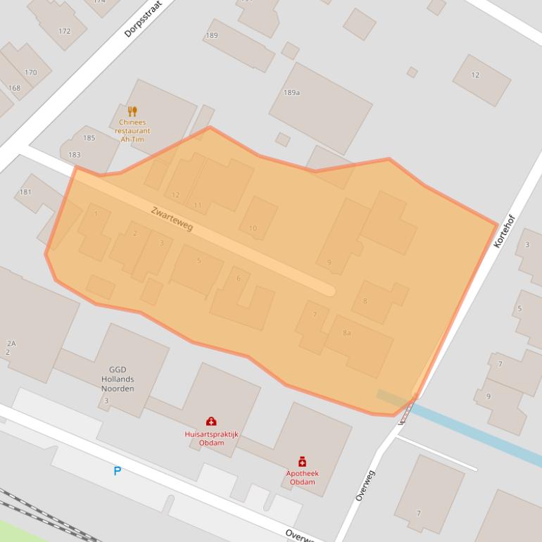 Kaart van postcodegebied 1713HT.