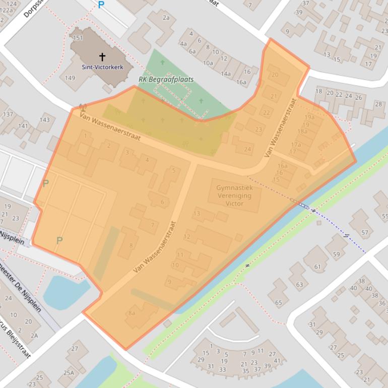 Kaart van postcodegebied 1713JA.