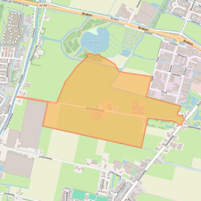 Kaart van postcodegebied 1713RB.