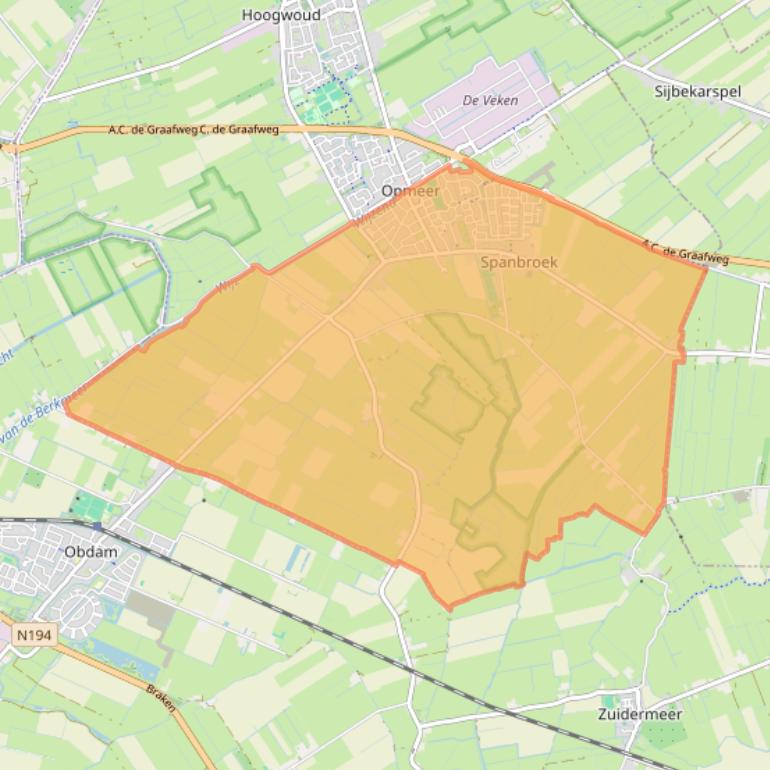 Kaart van postcodegebied 1715.