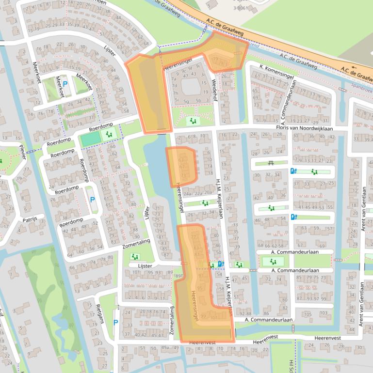 Kaart van postcodegebied 1715AB.