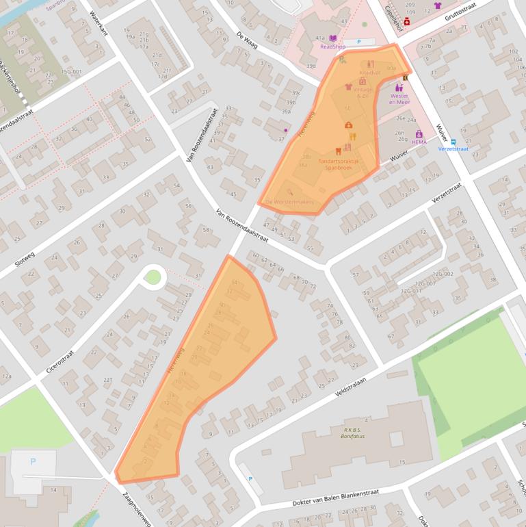 Kaart van postcodegebied 1715EH.