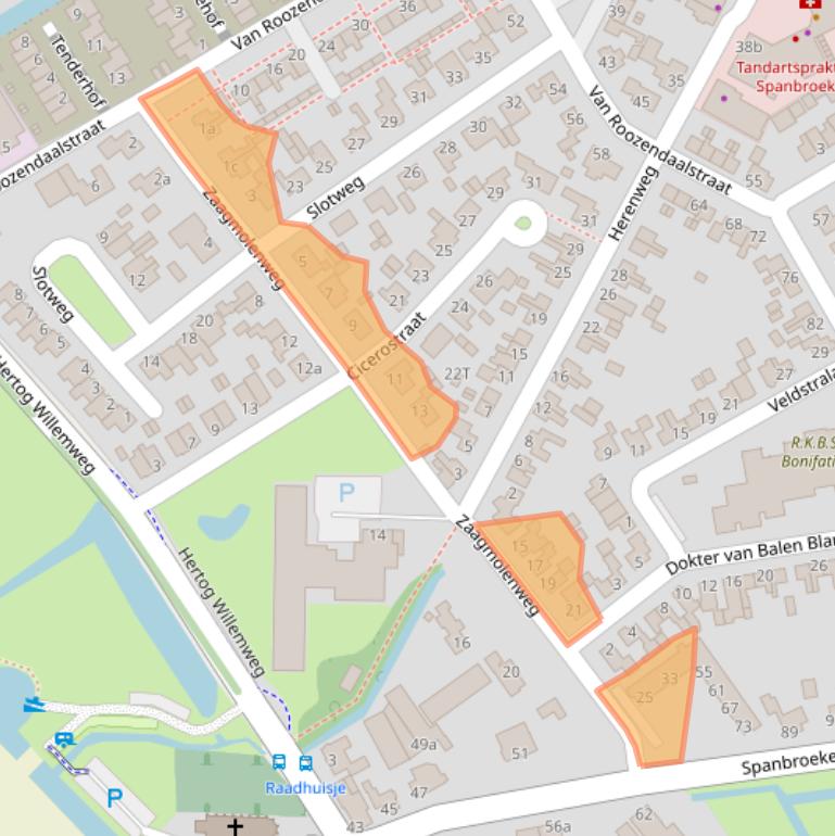 Kaart van postcodegebied 1715GA.